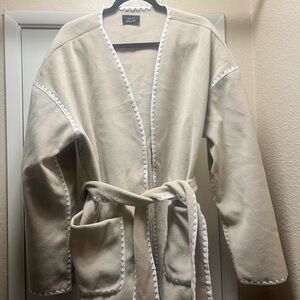 Vici Beige Fleece Whipstitch Belted Cardigan